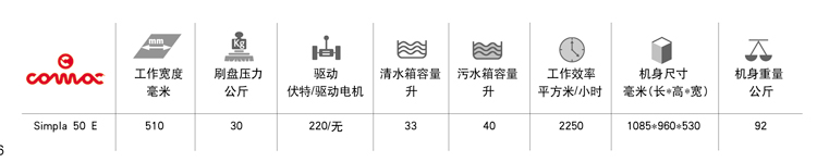 高美全自動洗地機產品規(guī)格